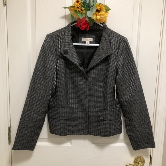 Coldwater Creek Shimmering Silver & Gray Snap Front Blazer - Picture 1 of 16